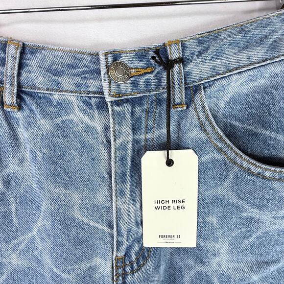 NWT Forever 21 High Rise Wide Leg Swirl Dye Jeans 27 - Picture 5 of 9